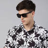 Seasonal Flower Black Shirt Printed Shirt Bushirt