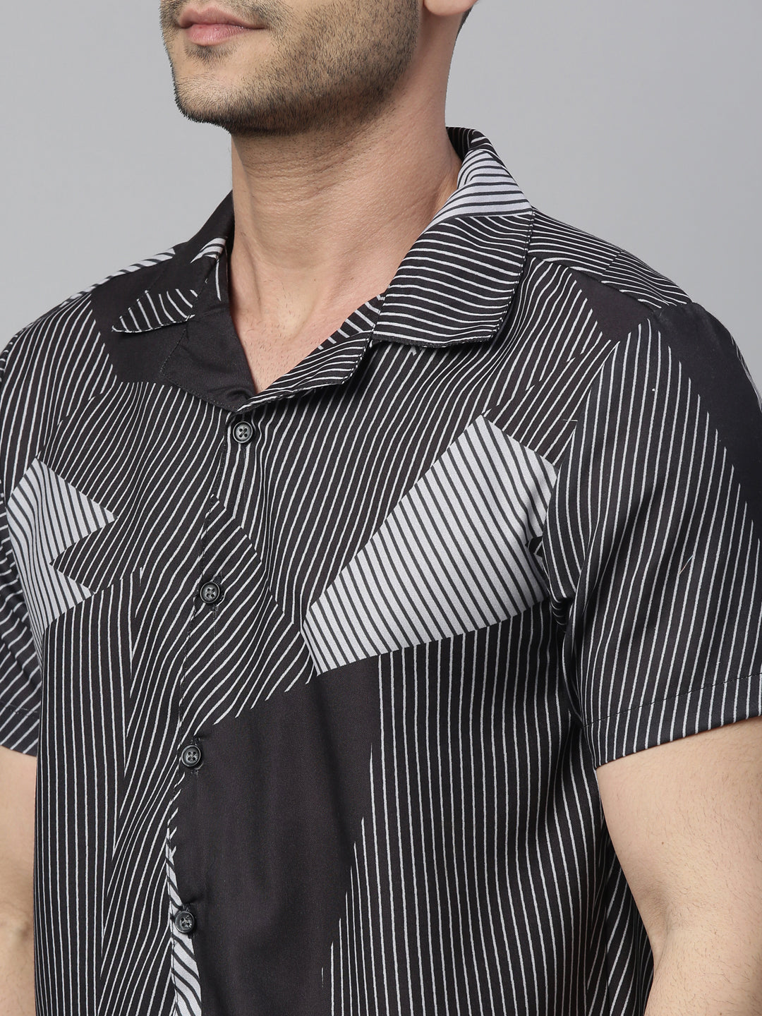 Irregular Strips Block Grey Co-Ords Co-Ords Bushirt