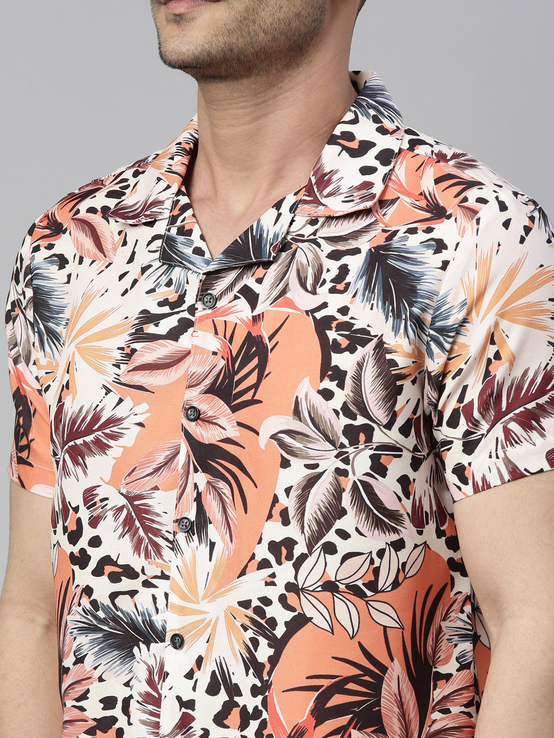 Tropical Leaves Cream Co-Ords Co-Ords Bushirt