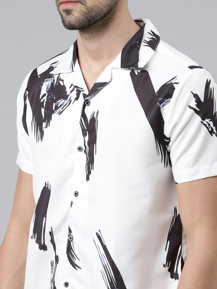 White Printed Co-Ords Regular Size Co-Ords Bushirt