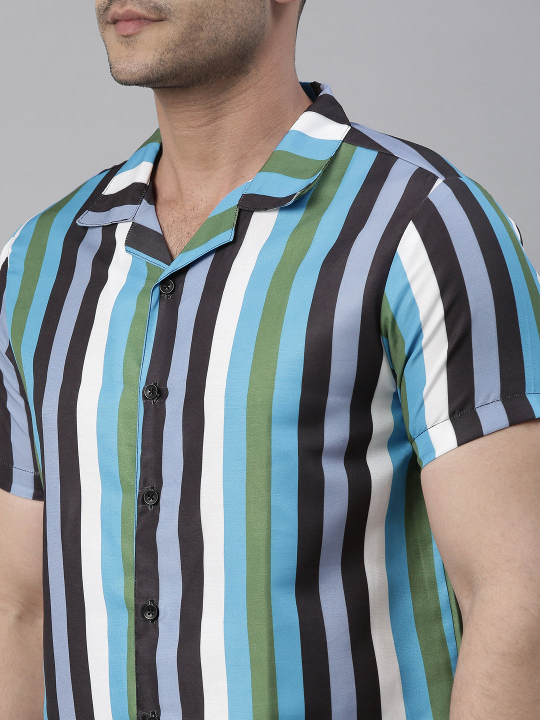 Spruce Black Stripe Night Suits Co-Ords Bushirt