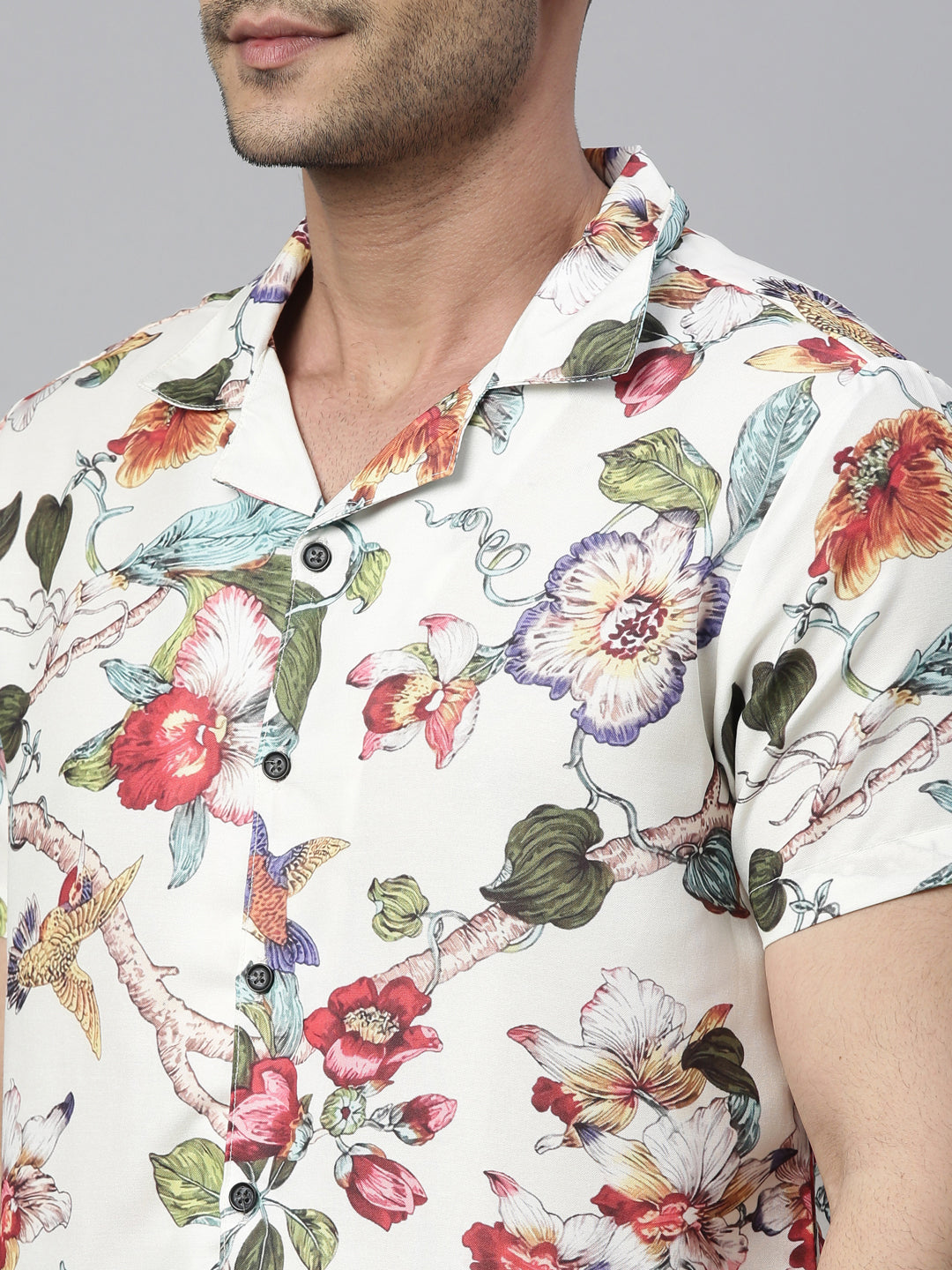 Hibiscus White Co-Ords Co-Ords Bushirt