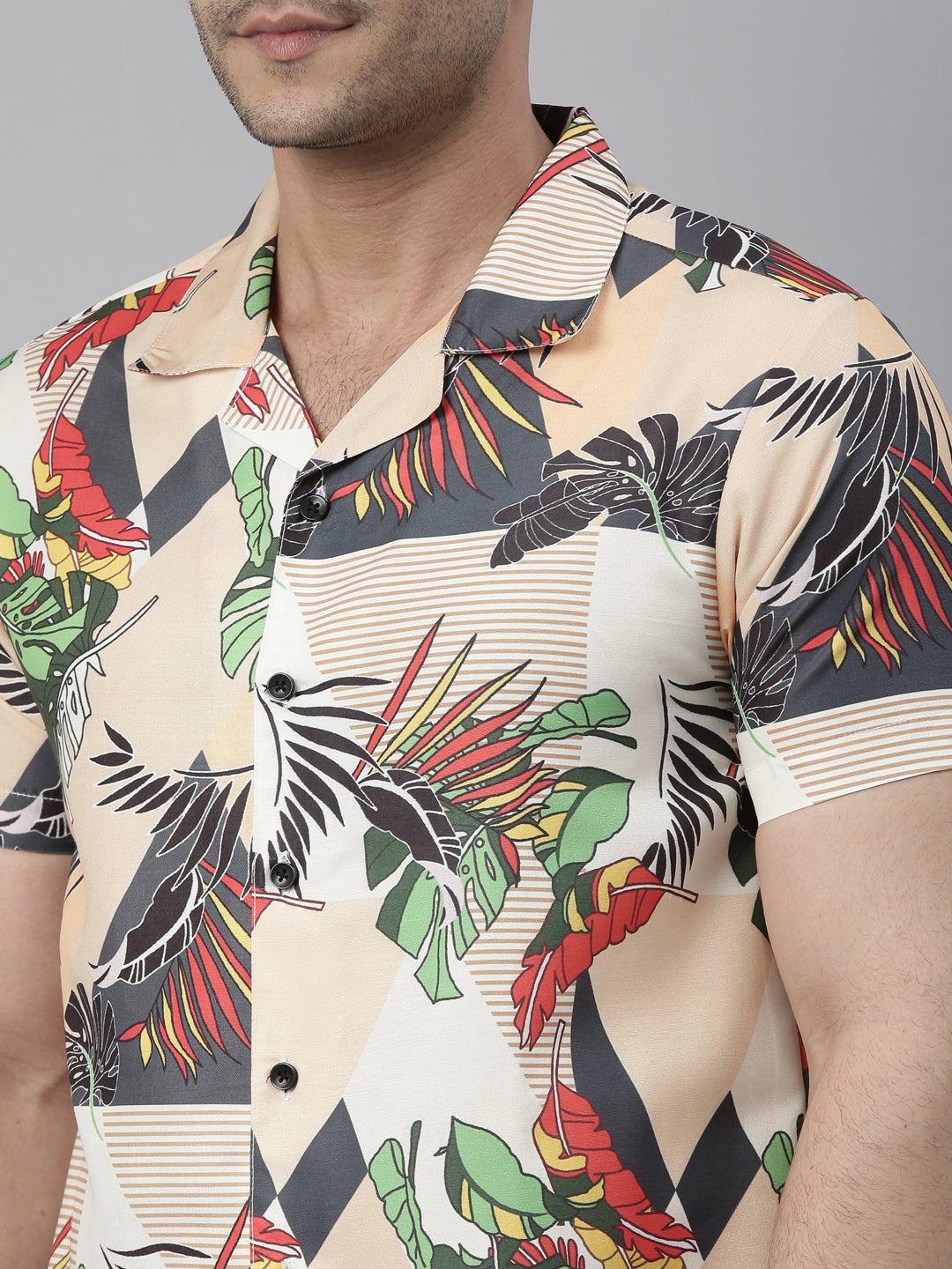 All Over Printed Beige Night Suits Co-Ords Bushirt