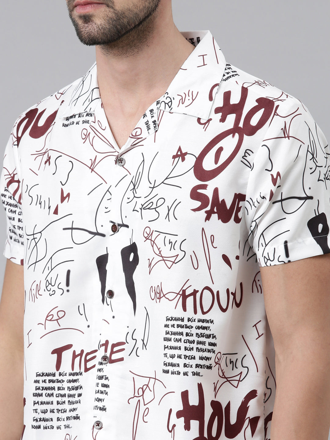 Vintage Pictorial White Co-Ords Co-Ords Bushirt