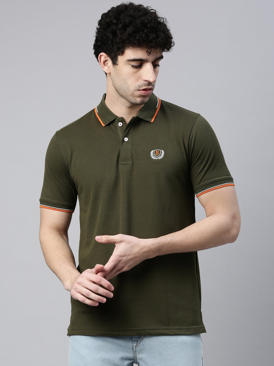 Olive Tipped Polo T-Shirt Polo Tees Bushirt