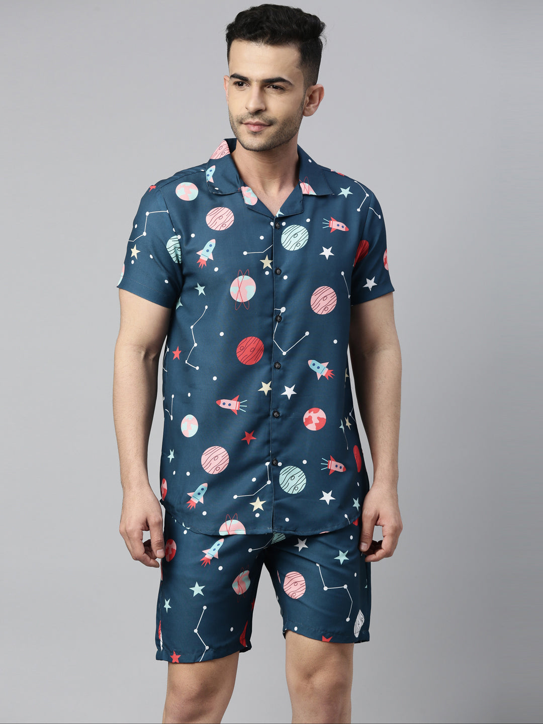 Space Teal Green Co-Ords Co-Ords Bushirt