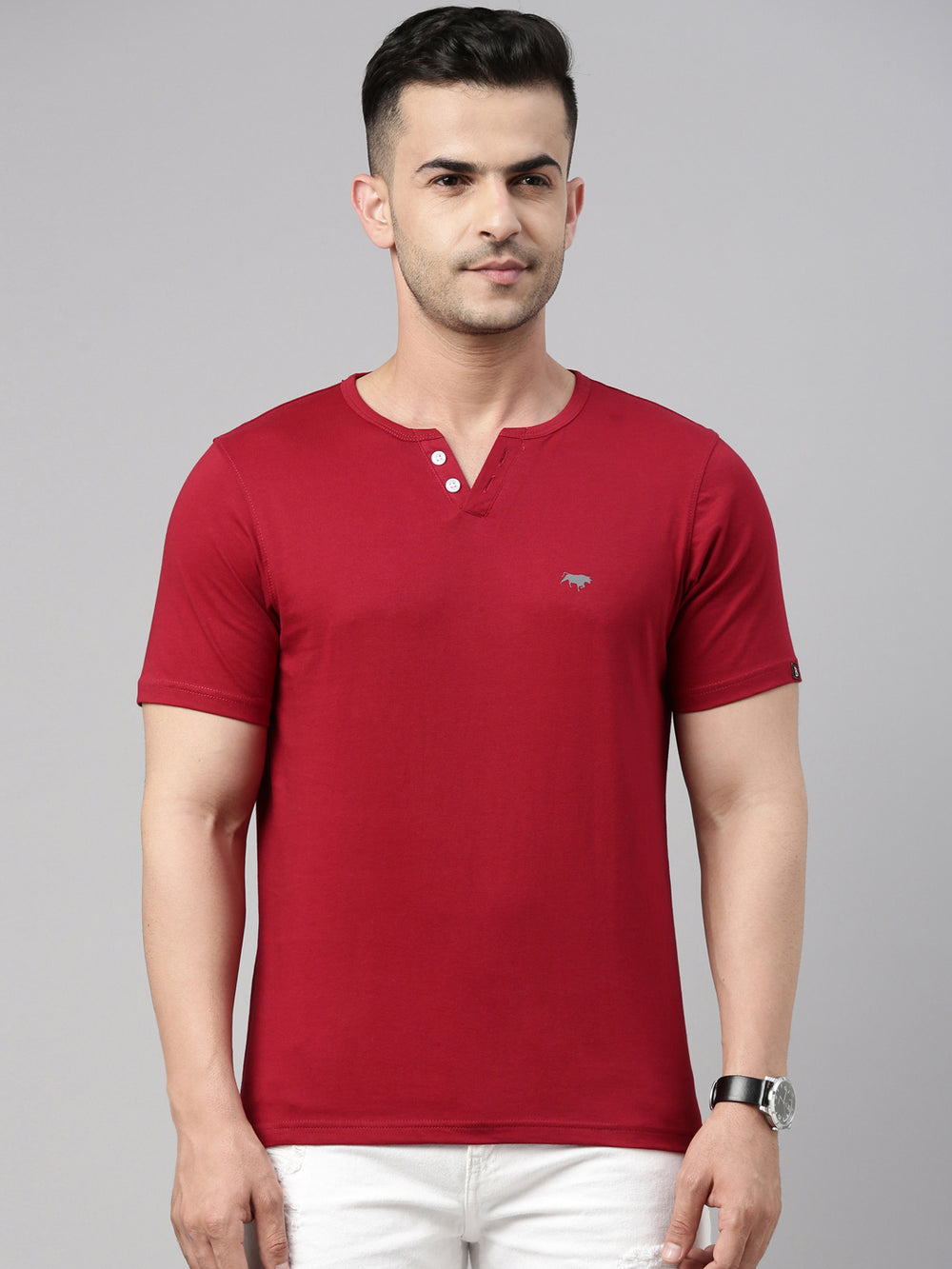 Maroon Half Sleeves Henley T Shirt Henley T Shirt Bushirt
