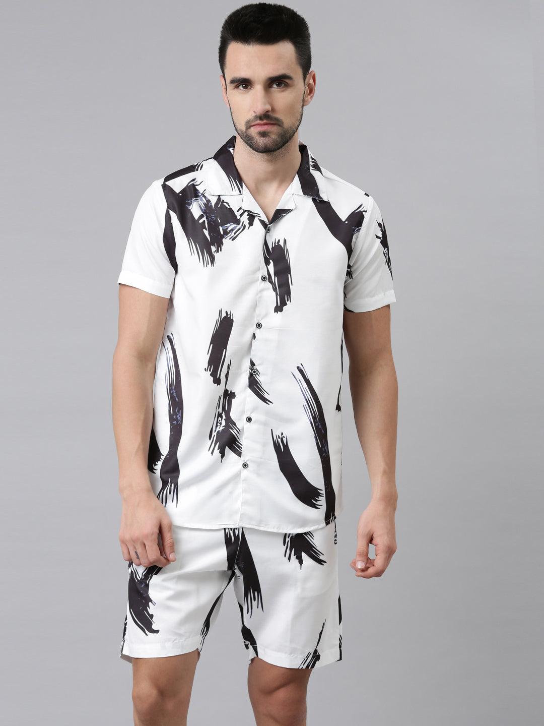 White Printed Co-Ords Regular Size Co-Ords Bushirt
