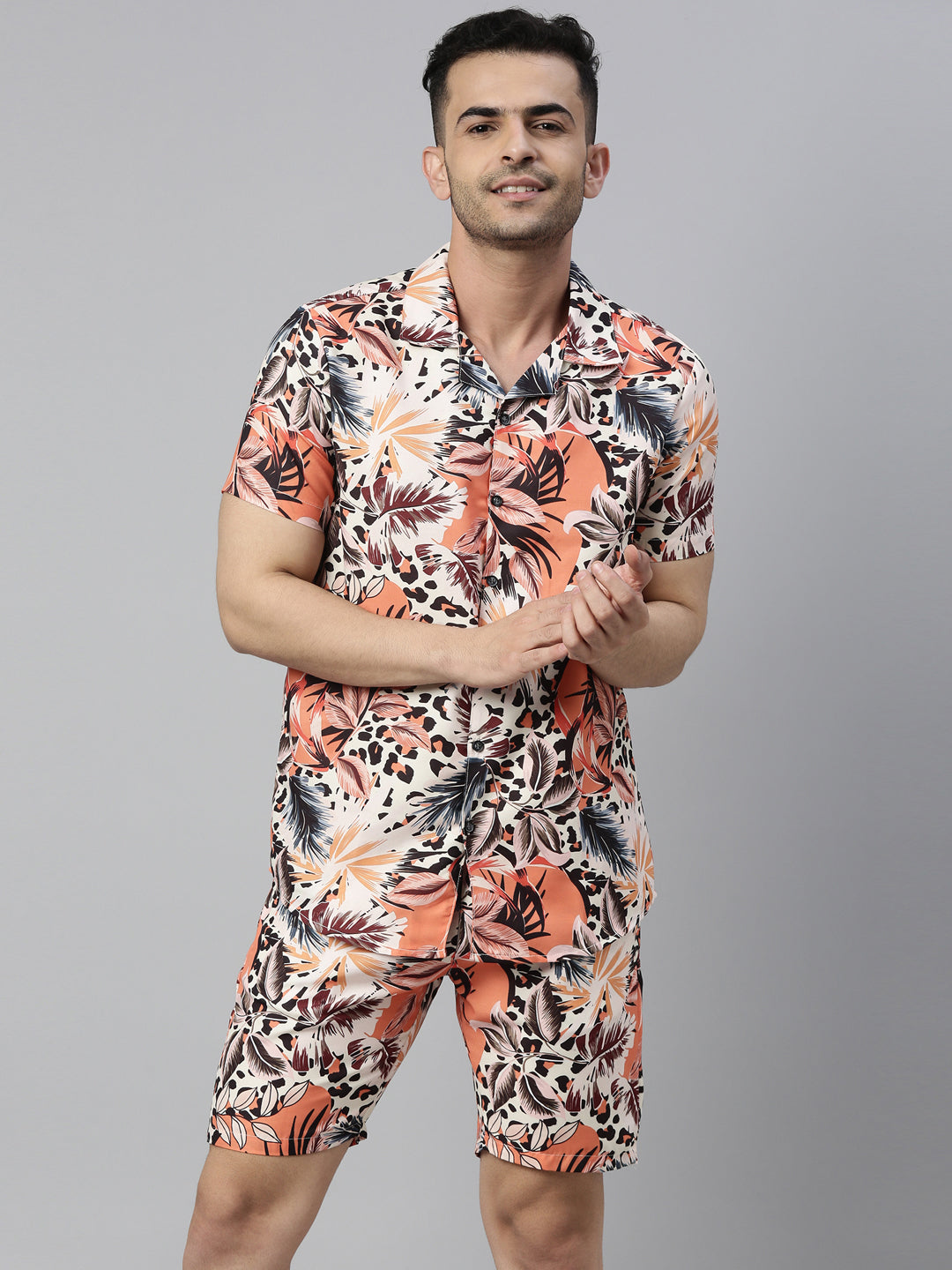 Tropical Leaves Cream Co-Ords Co-Ords Bushirt