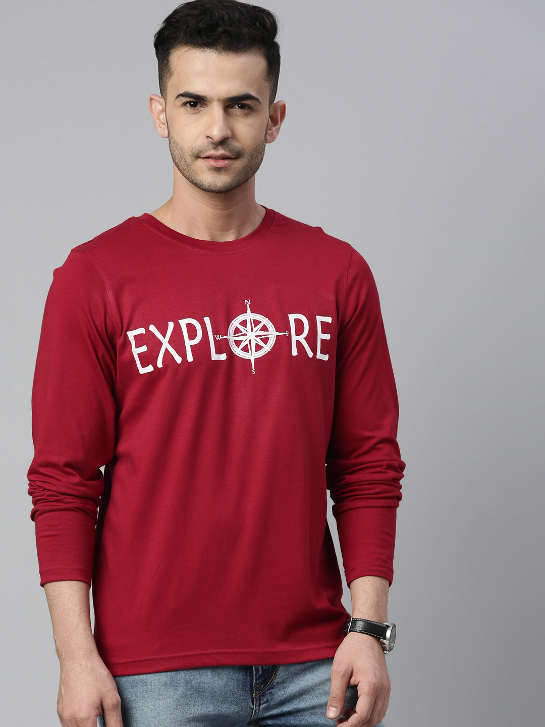 Explore Maroon Full Sleeves T Shirt Full Sleeves Bushirt
