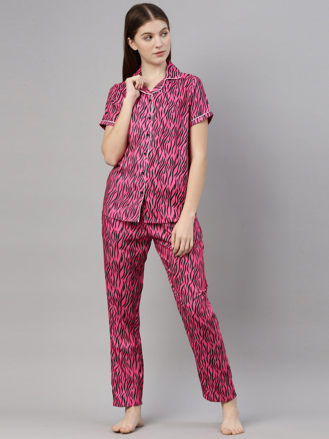 Crypsis Blush Pink Women's Night Suits Women's Night Suit Bushirt