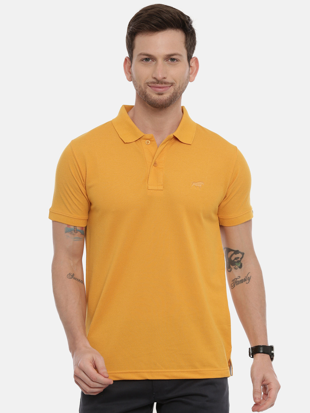 Mustard Polo Neck T-Shirt Polo Tees Bushirt