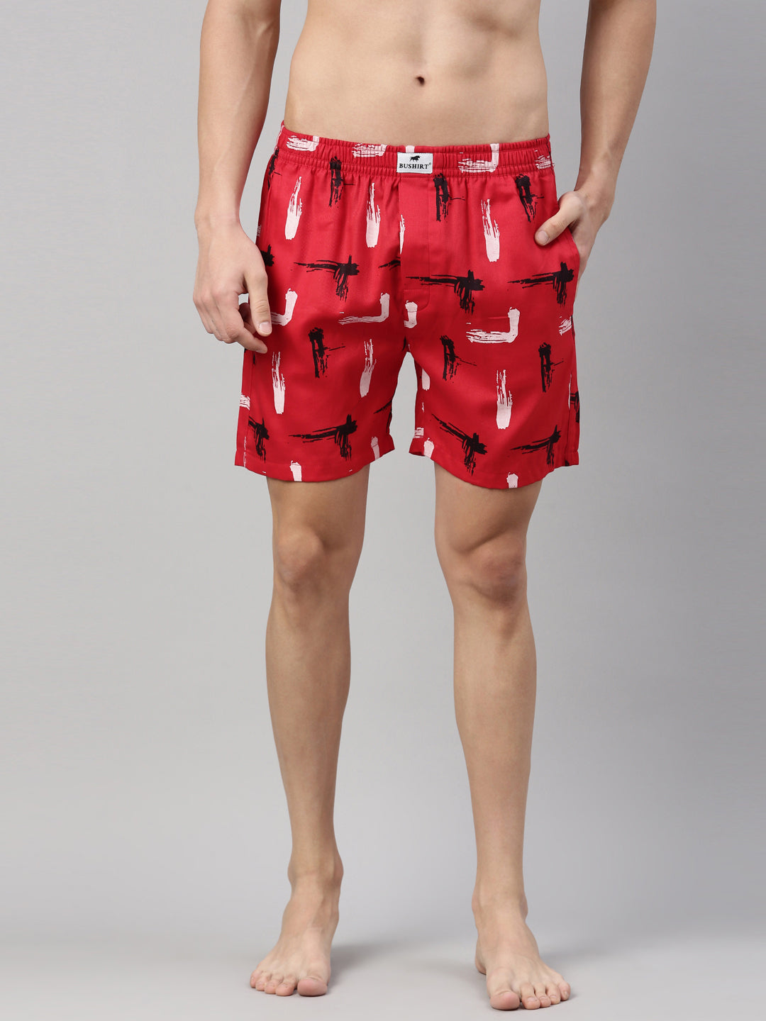 All Over Printed Scarlet Red Boxer Boxers Bushirt