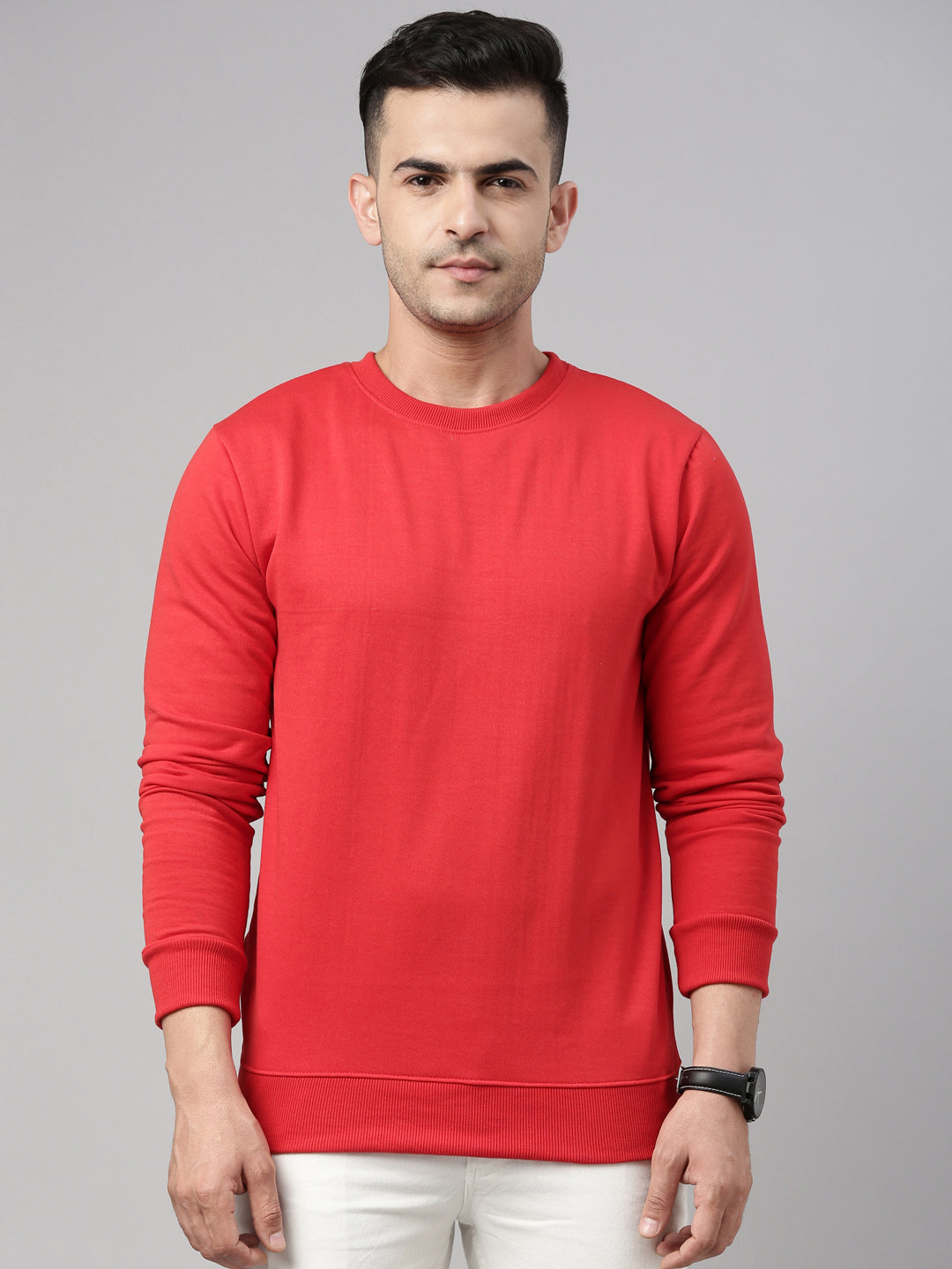 Red Solid Sweatshirt Sweatshirt Bushirt
