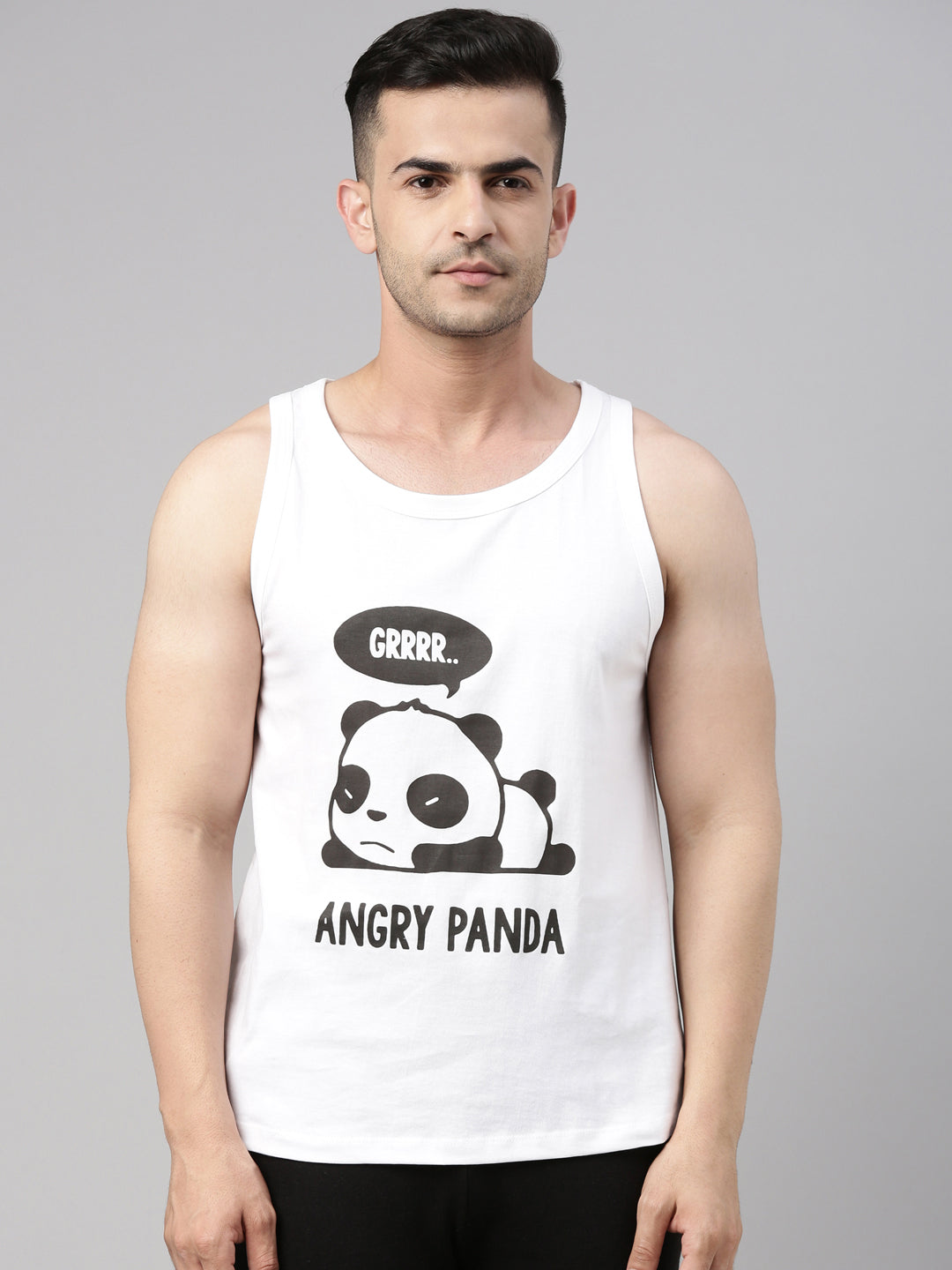 Angry Panda Sleeveless T Shirt Vest Bushirt