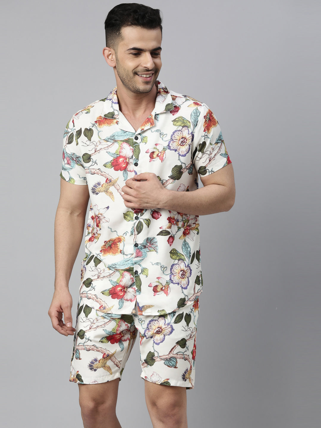 Hibiscus White Co-Ords Co-Ords Bushirt