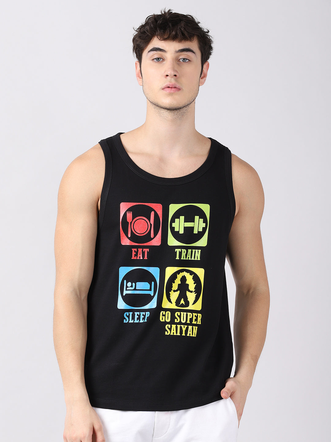 Go Super Saiyan Anime Sleeveless T-Shirt Vest Bushirt