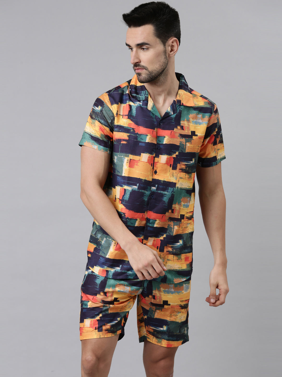 Orange Printed Co-Ords Co-Ords Bushirt