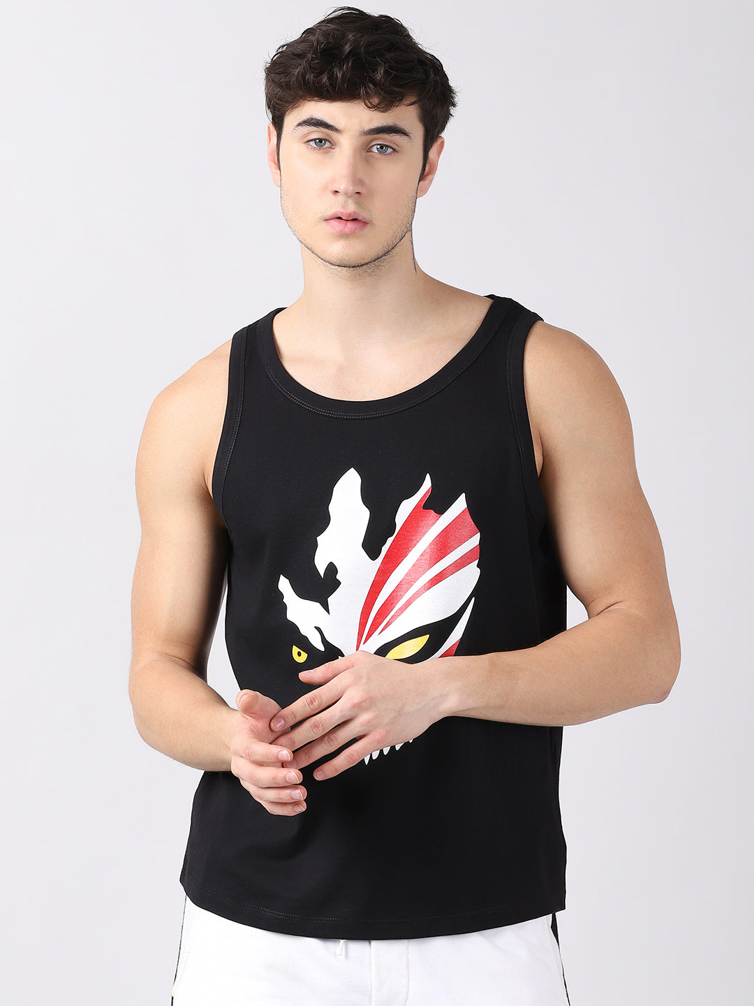 Black Anime Sleeveless T-Shirt Vest Bushirt