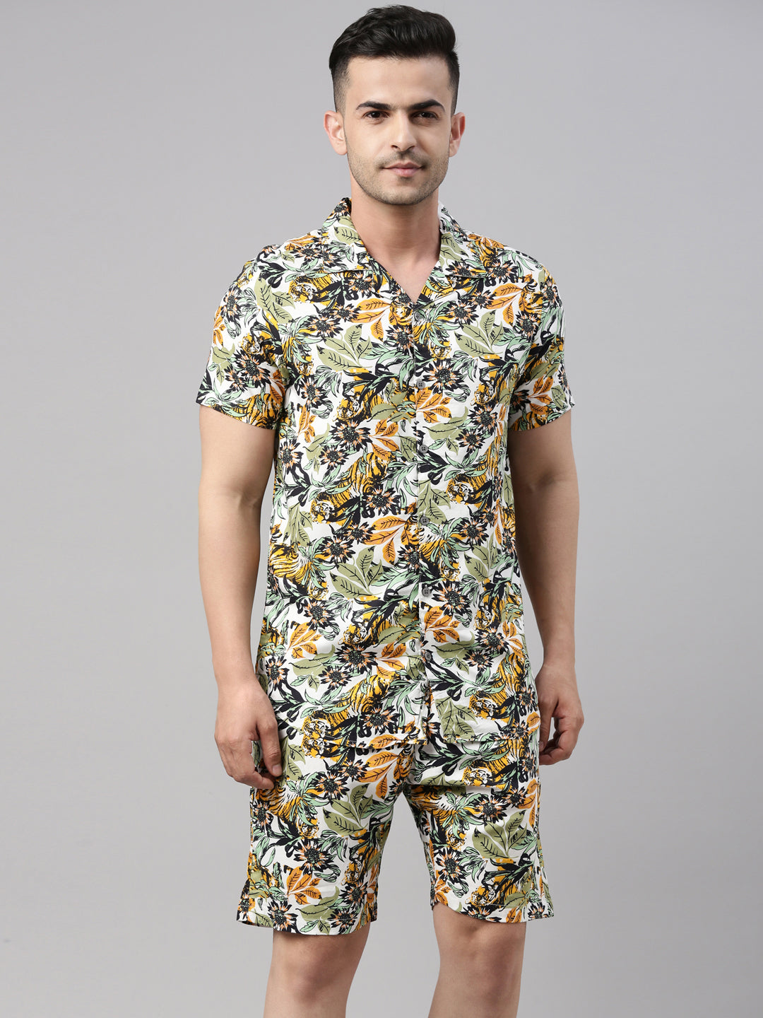Floral Printed White Co-Ords Co-Ords Bushirt