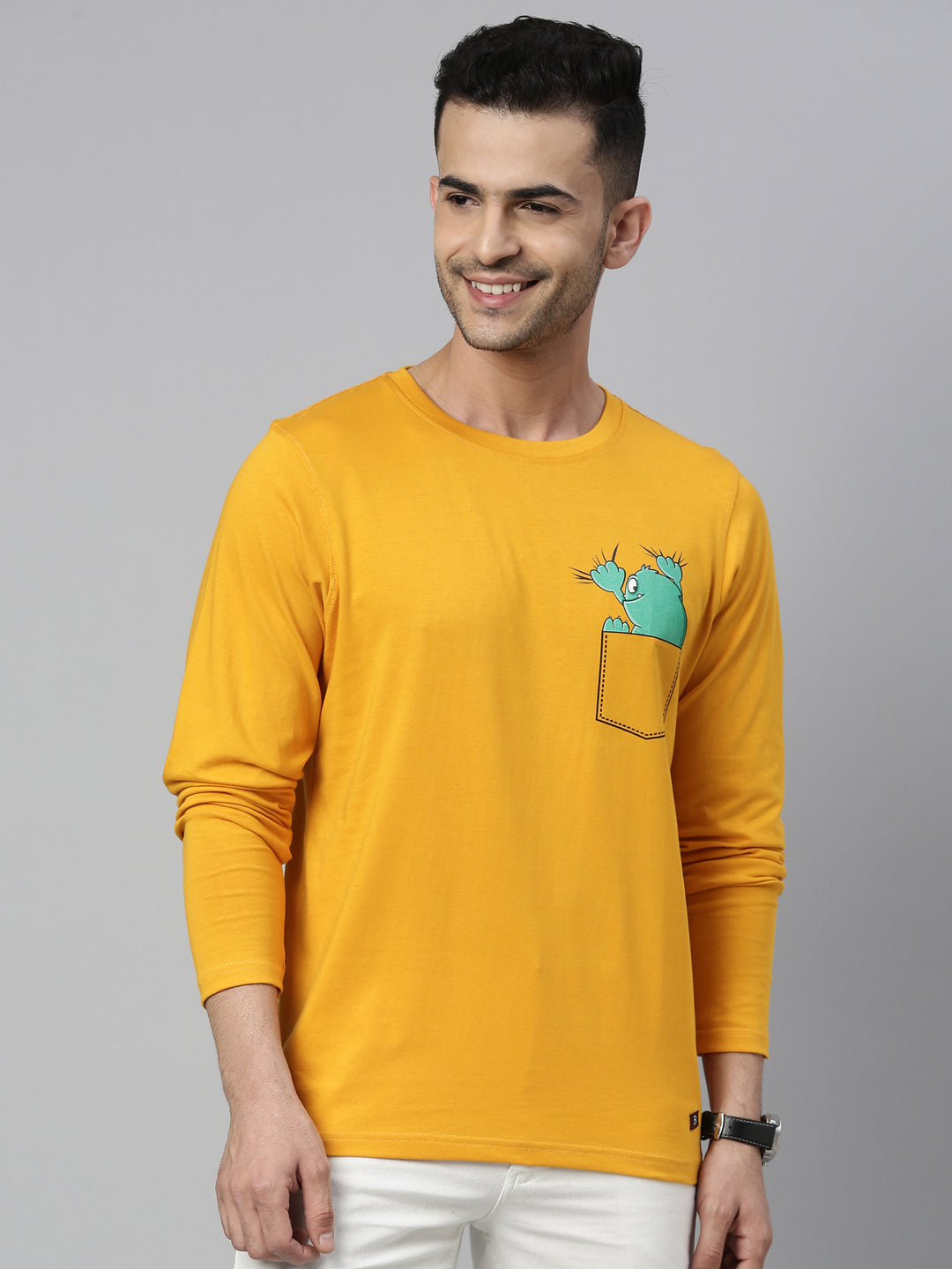 Dragon Pocket Mustard Full Sleeves T Shirt Full Sleeves Bushirt