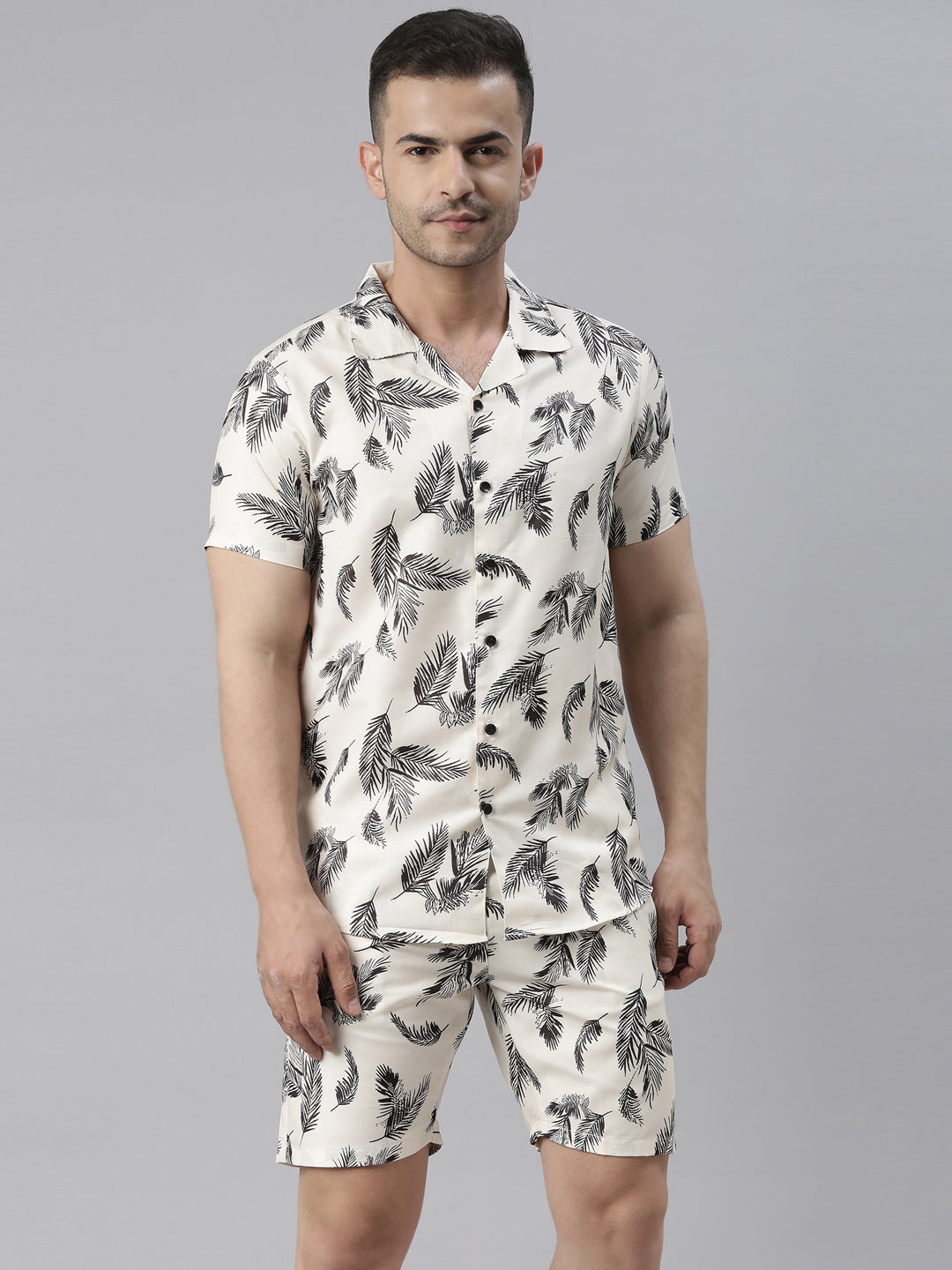 Holiday Coconut Tree Ivory Night Suits Co-Ords Bushirt