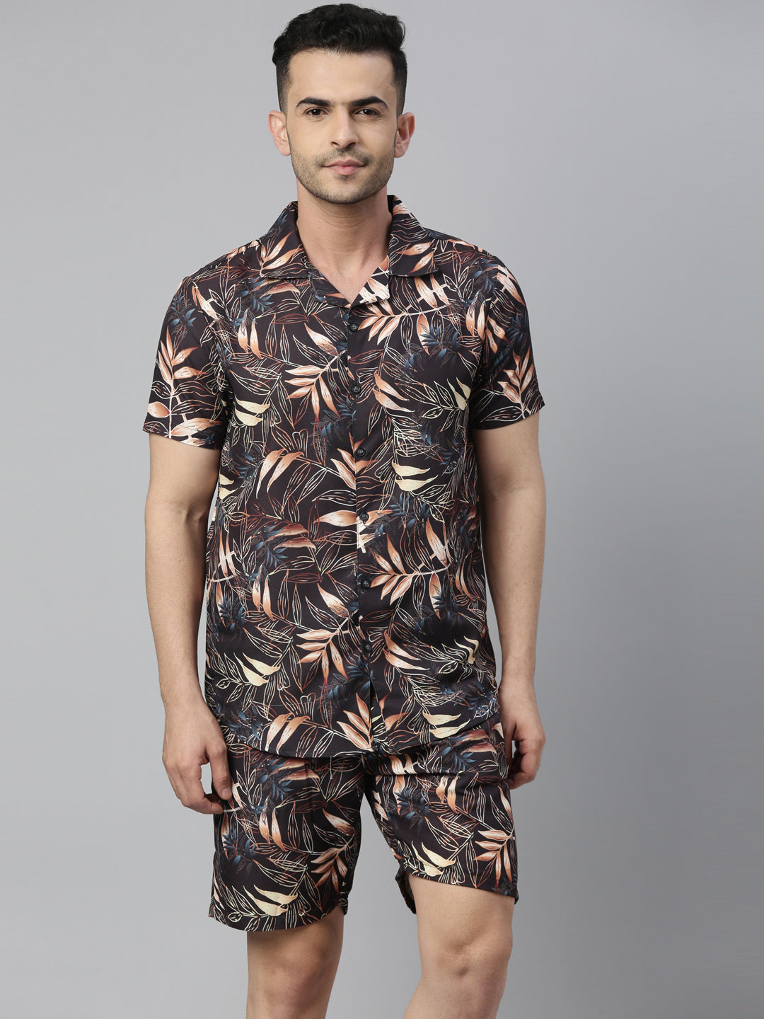 Tropical Leaf Brown Co-Ords Co-Ords Bushirt