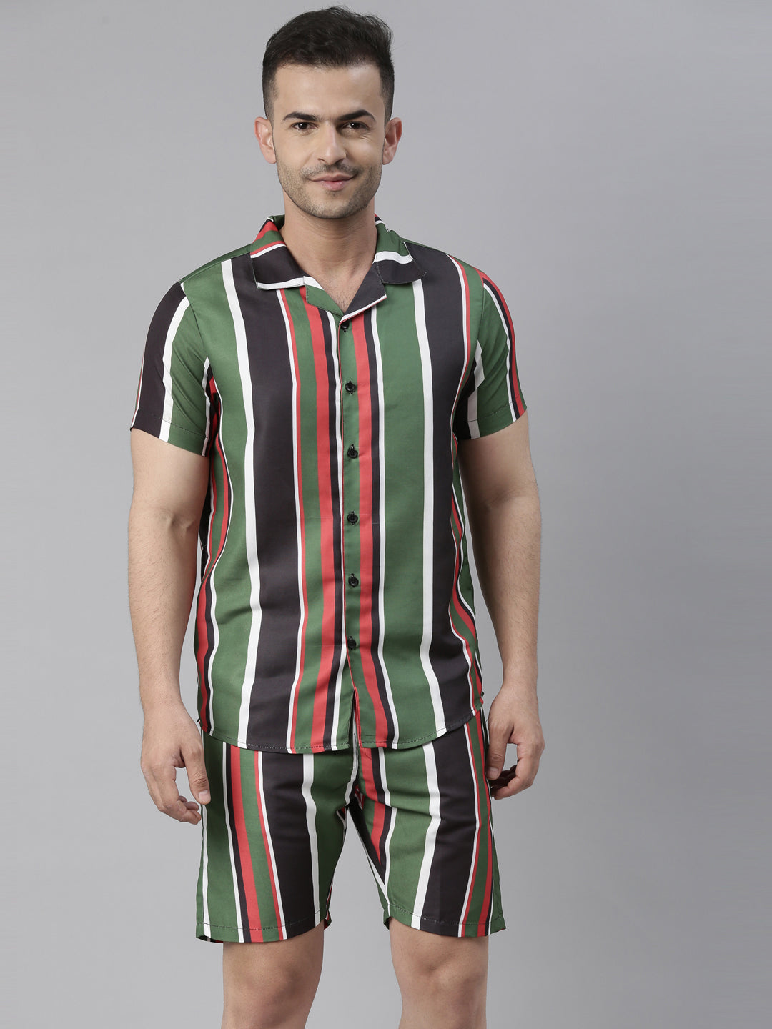 Spruce Red Stripe Night Suits Co-Ords Bushirt