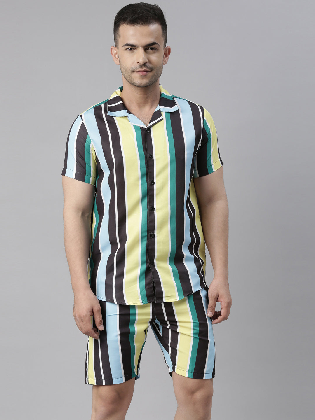 Spruce Yellow Stripe Night Suits Co-Ords Bushirt