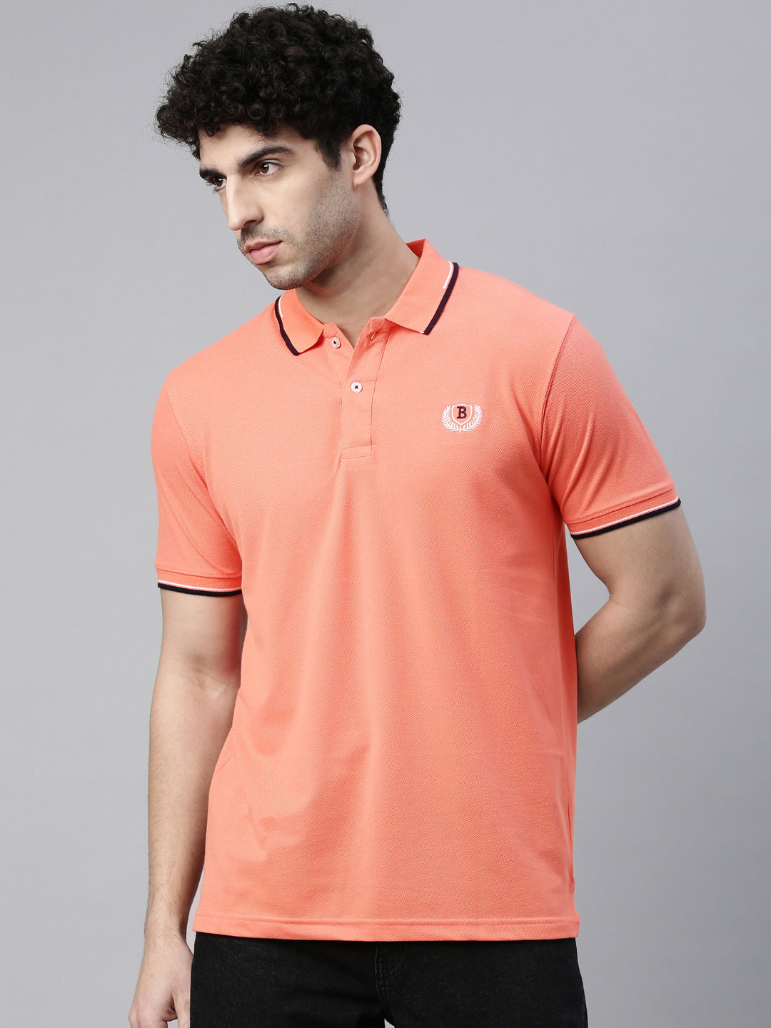 Melon Tipped Polo T-Shirt Polo Tees Bushirt