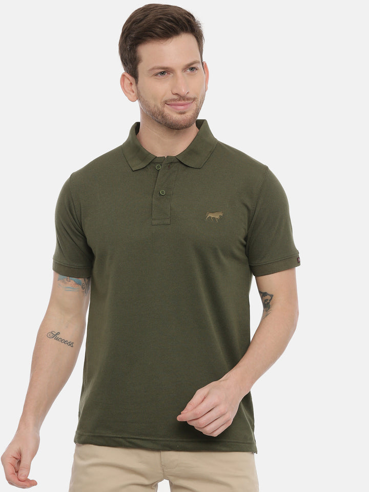 Olive Polo Neck T-Shirt Polo Tees Bushirt