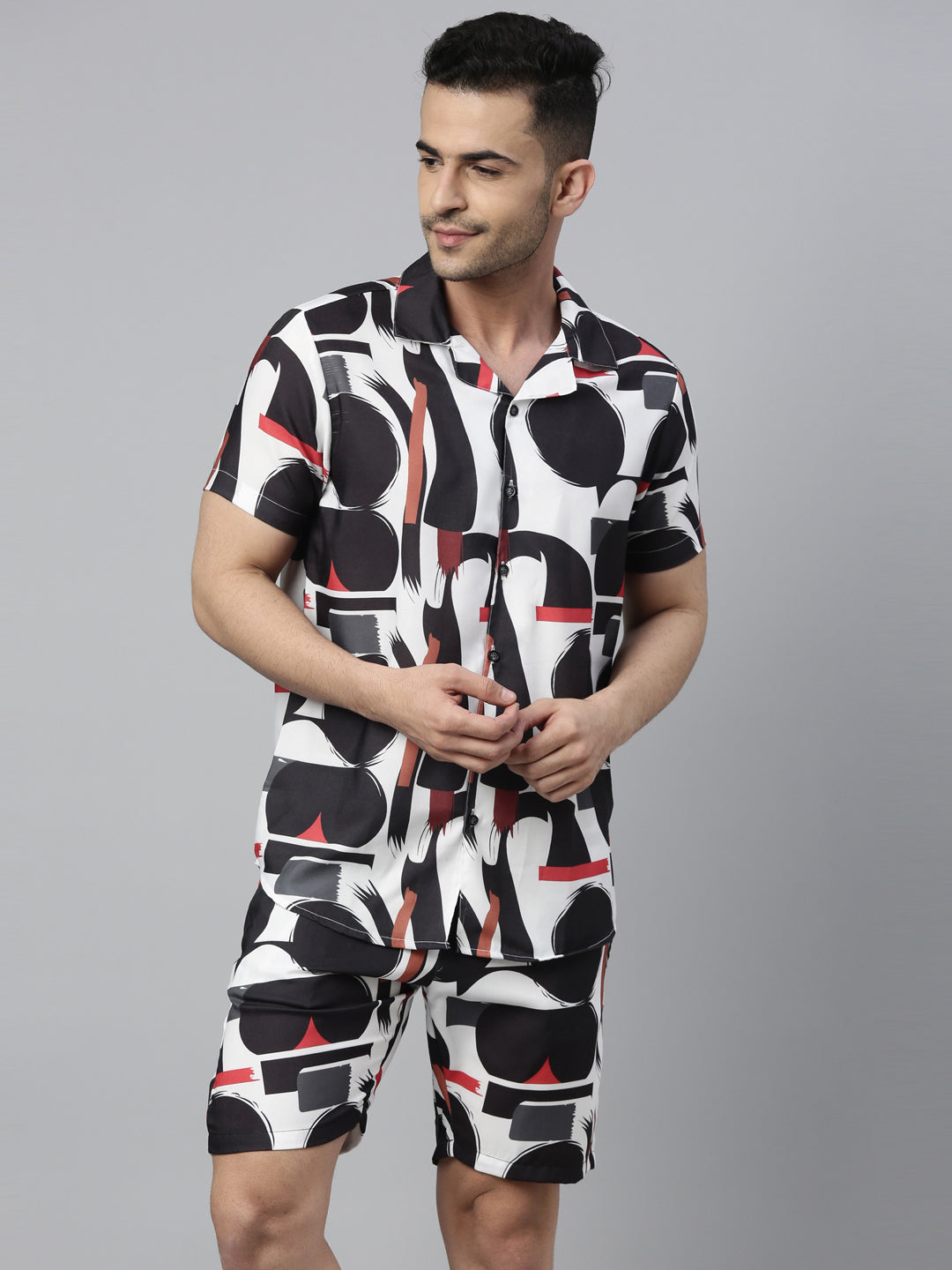 Abstract Black & White Co-Ords Co-Ords Bushirt