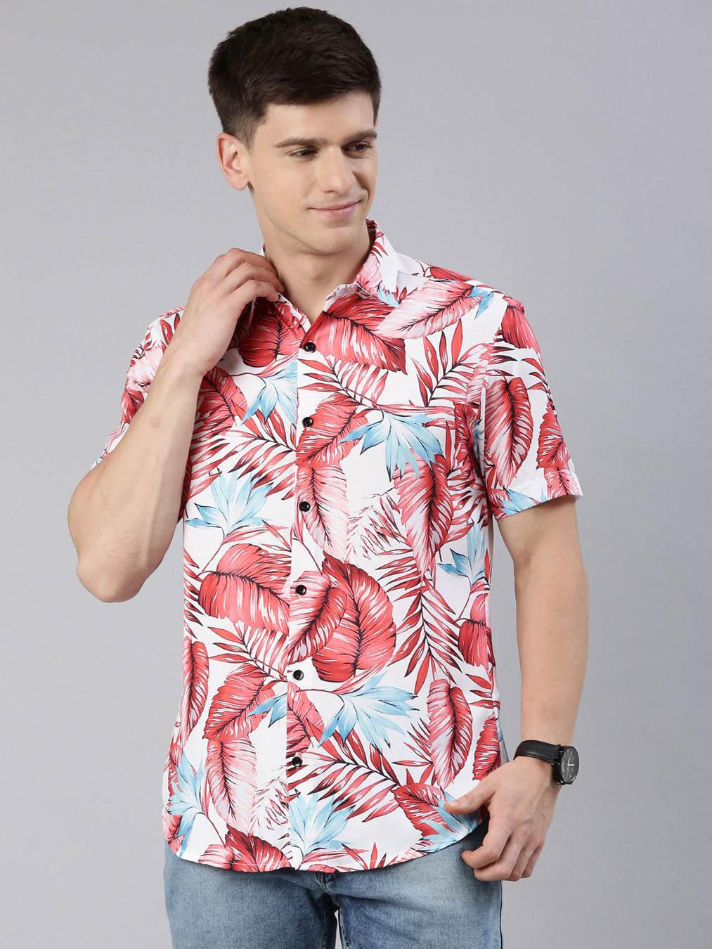 Palmier White Shirt Printed Shirt Bushirt