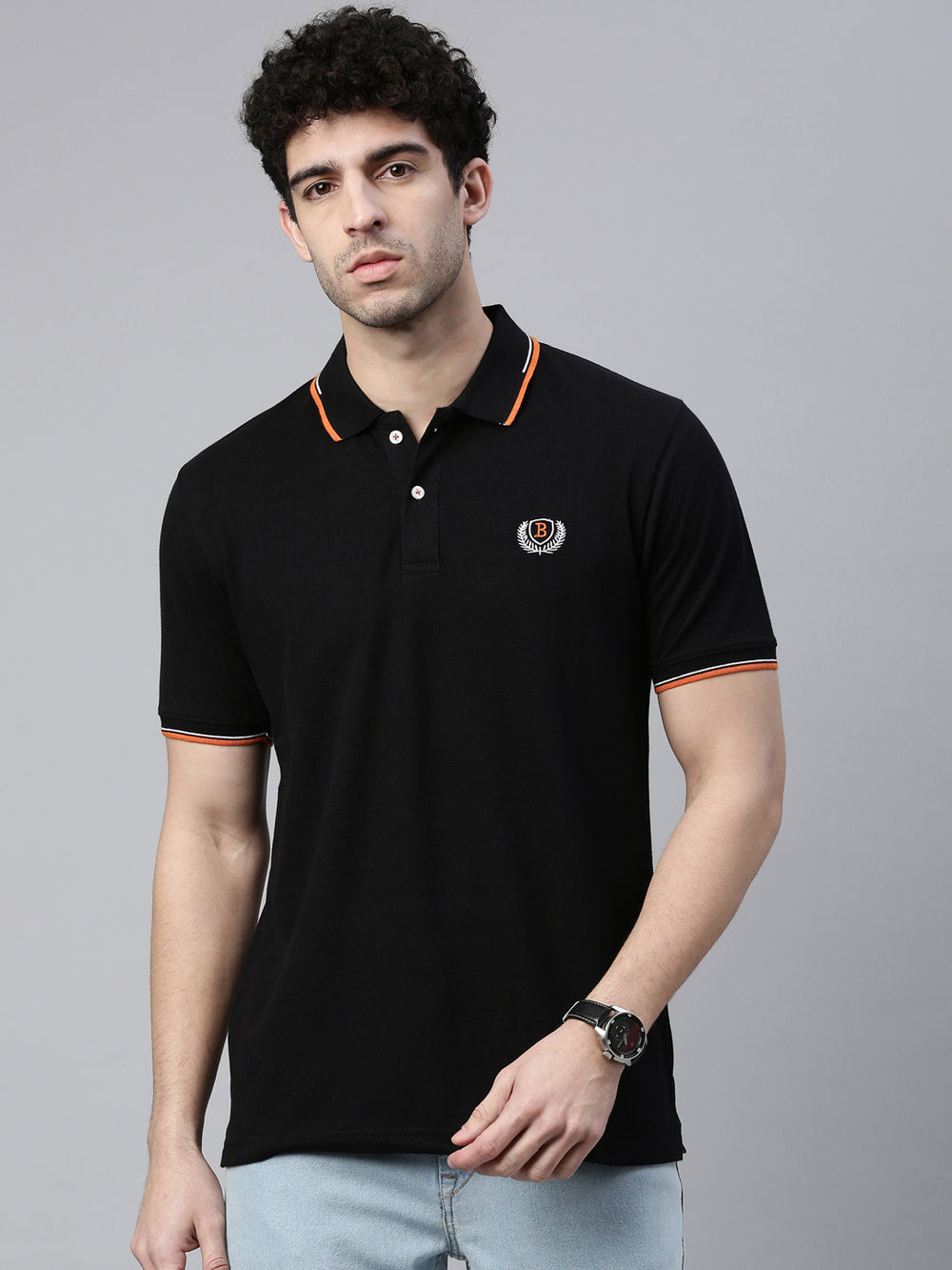 Black Tipped Polo T-Shirt Polo Tees Bushirt   