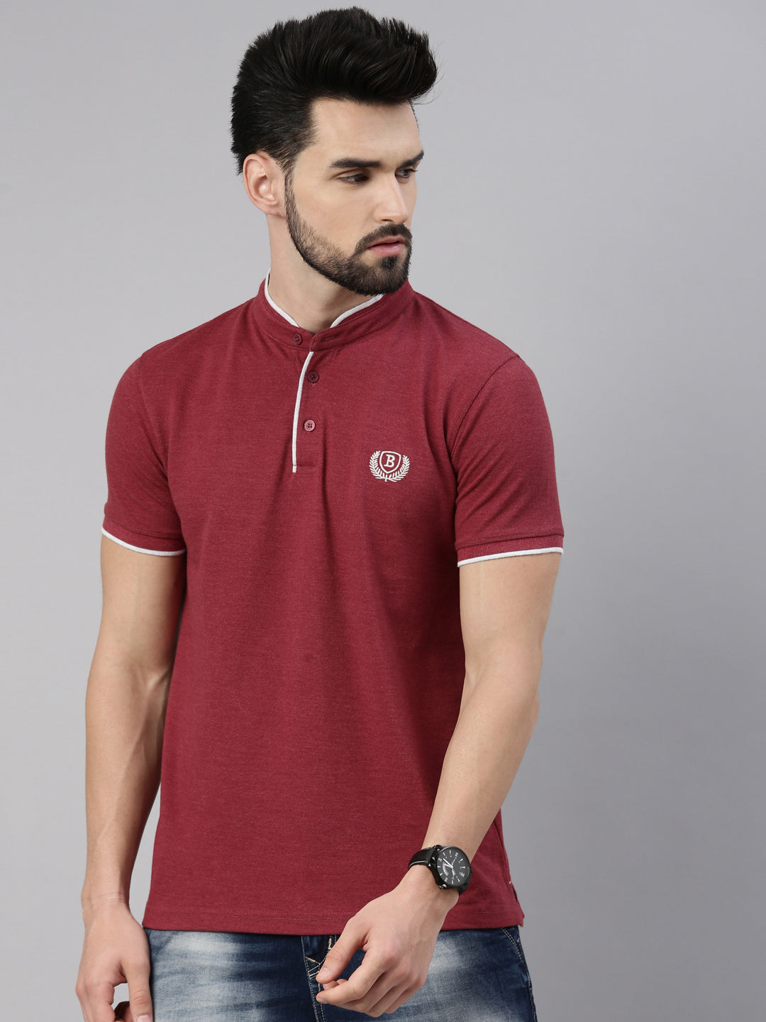 Cranberry Chinese Collar Polo T-Shirt Polo Tees Bushirt