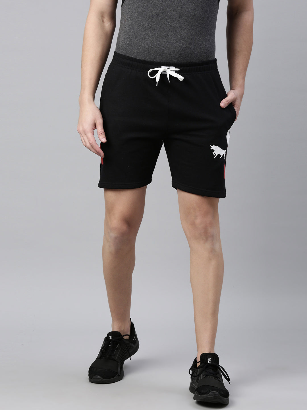 Black Side Block Print Shorts Men's Shorts Bushirt