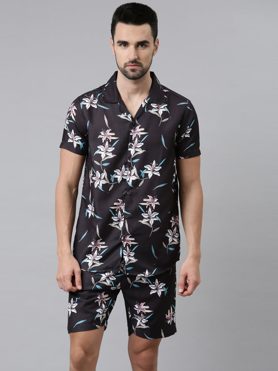 Hibiscus Black Co-Ords Co-Ords Bushirt
