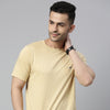 Beige Solid Half Sleeves T-Shirt Plain T-Shirts Bushirt