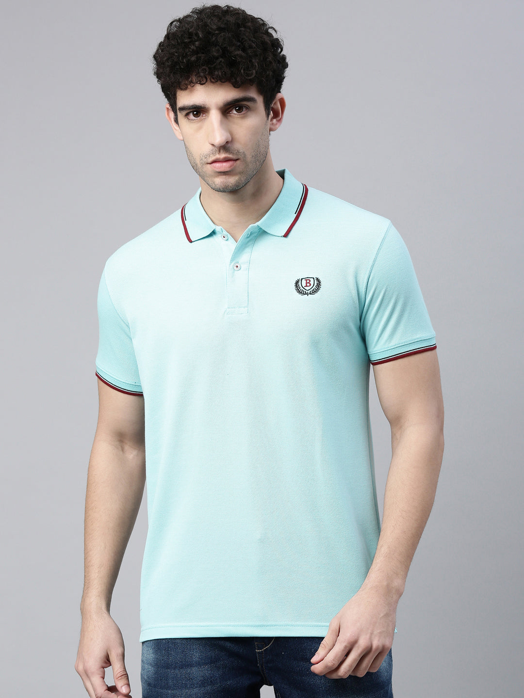 Bright Sky Tipped Polo T-Shirt Polo Tees Bushirt