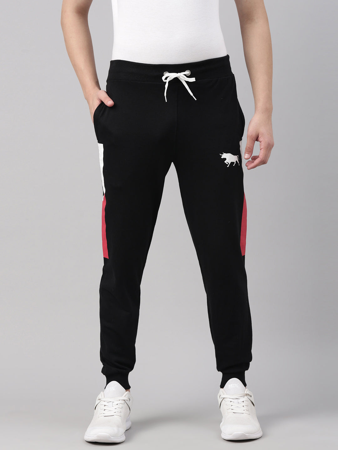 Black Solid Side Block Joggers Men's Joggers Bushirt