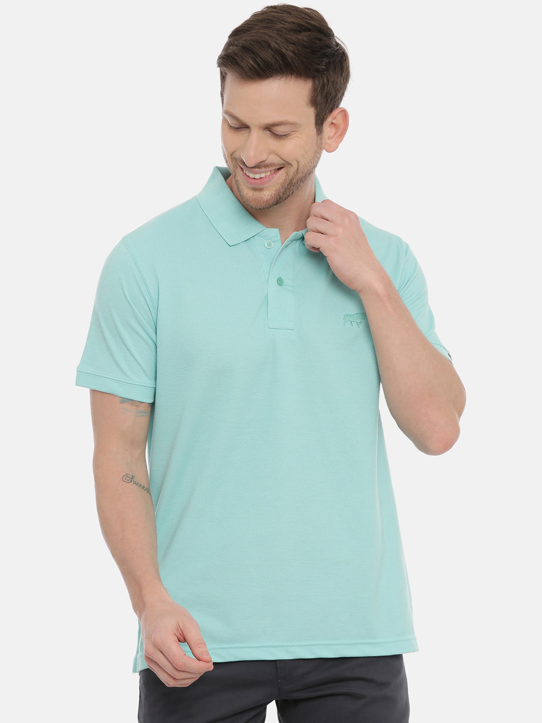 Aqua Polo Neck T-Shirt Polo Tees Bushirt
