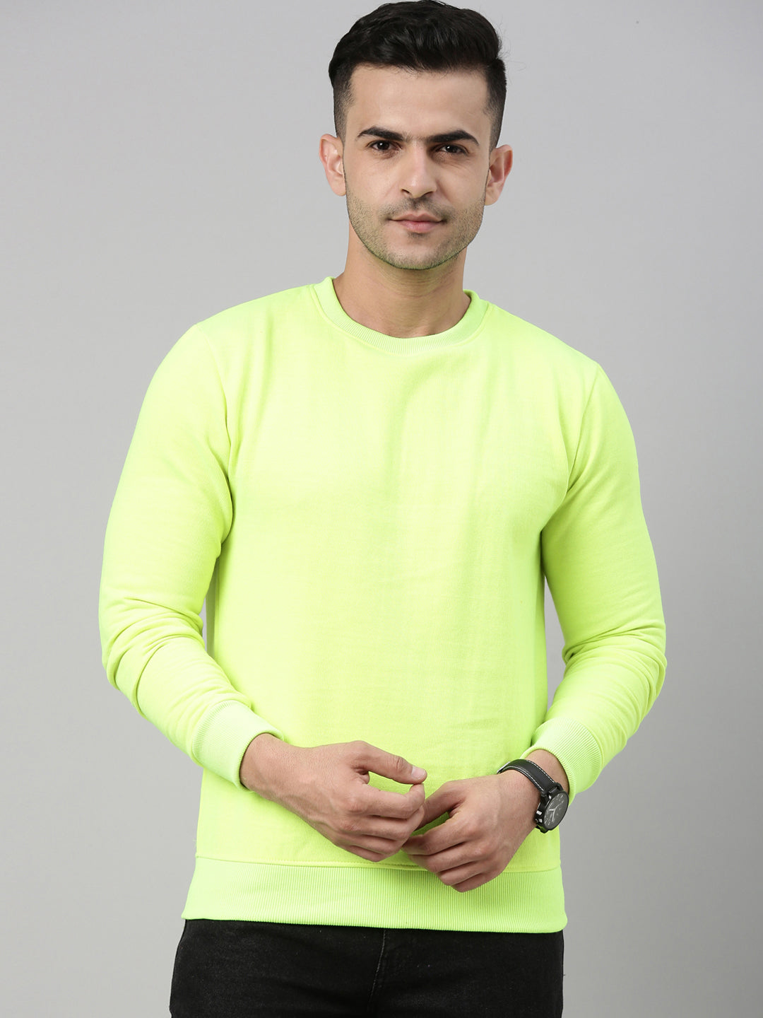 Neon Green Solid Sweatshirt Sweatshirt Bushirt