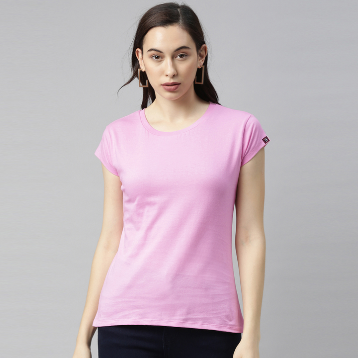 Pale Pink Solid Women's T-Shirt Women's Plain T-Shirt Bushirt