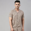 Leopard Printed Beige Co-Ords Regular Size Co-Ords Bushirt