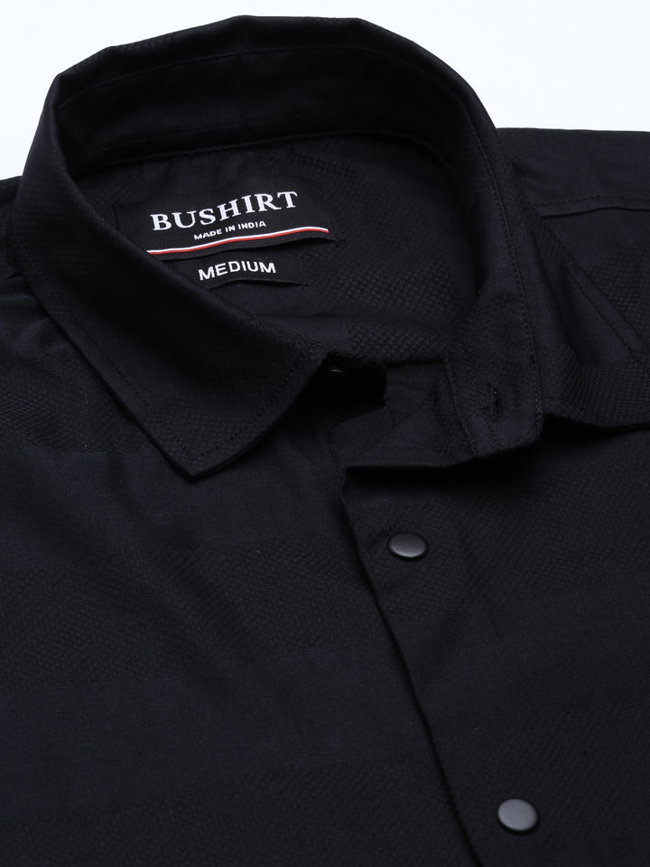 Black Solid Shirt Solid Shirt Bushirt   