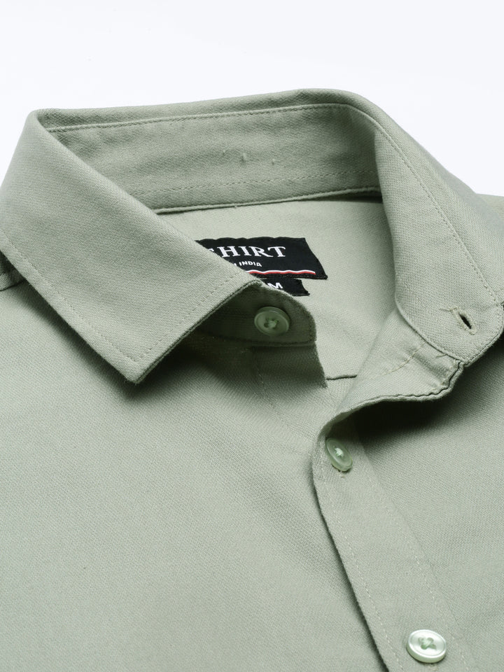 Pickle Green Solid Casual Shirt Solid Shirt Bushirt   