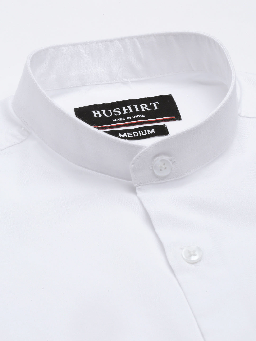 White Chinese Collar Casual Shirt Solid Shirt Bushirt   