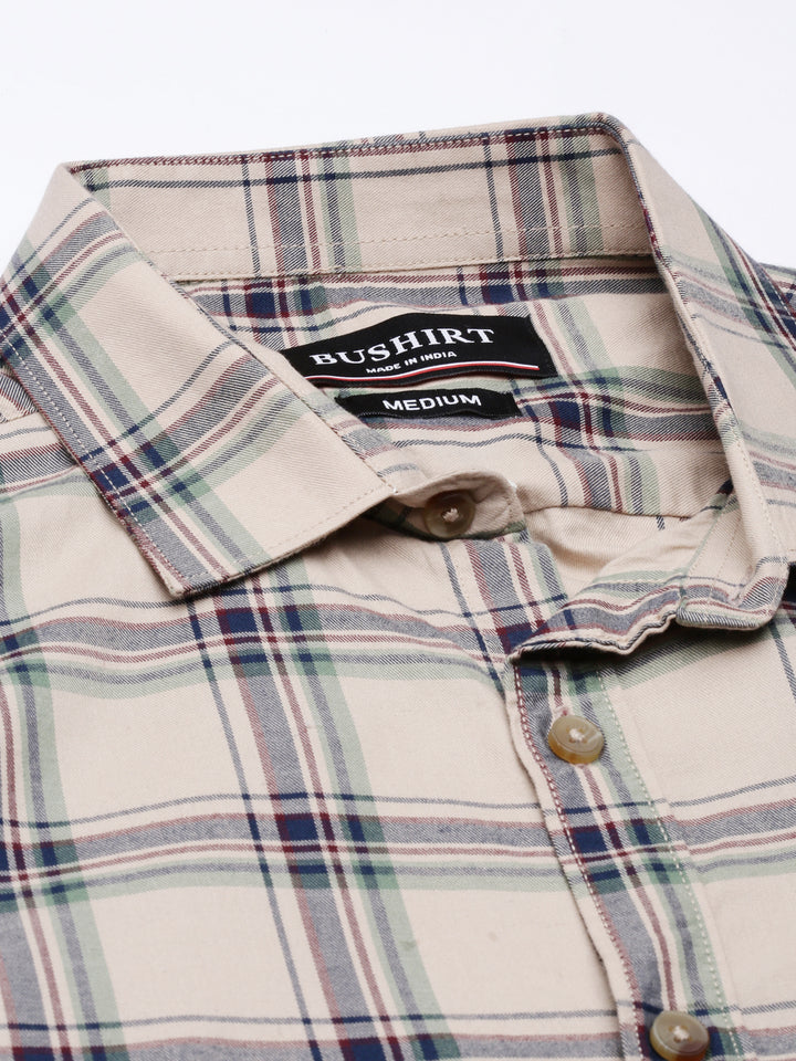 Heritage Beige Checks Shirt Checks Shirt Bushirt