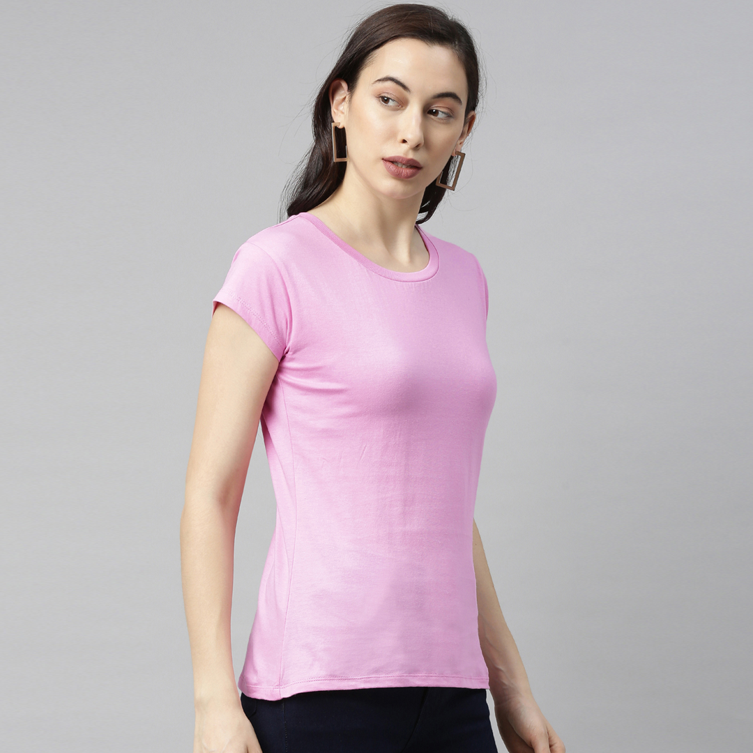 Pale Pink Solid Women's T-Shirt Women's Plain T-Shirt Bushirt