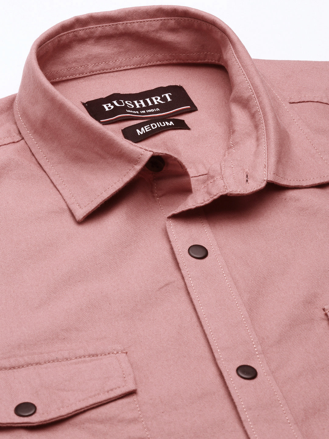 Salmon Pink Cargo Shirt Solid Shirt Bushirt